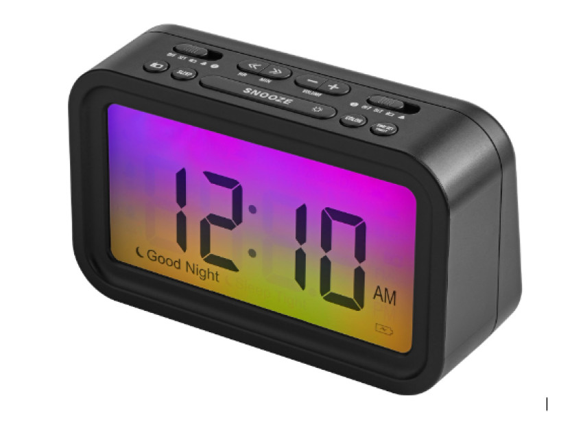 Digital alarm clock with ombre color changing display and important review digital alarm clock