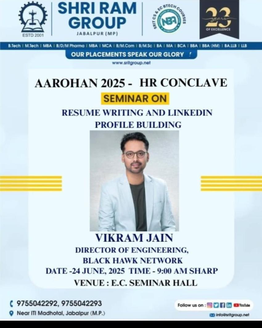 Shri Ram Group Hosted a Seminar on Resume Writing and Linked Profile Building