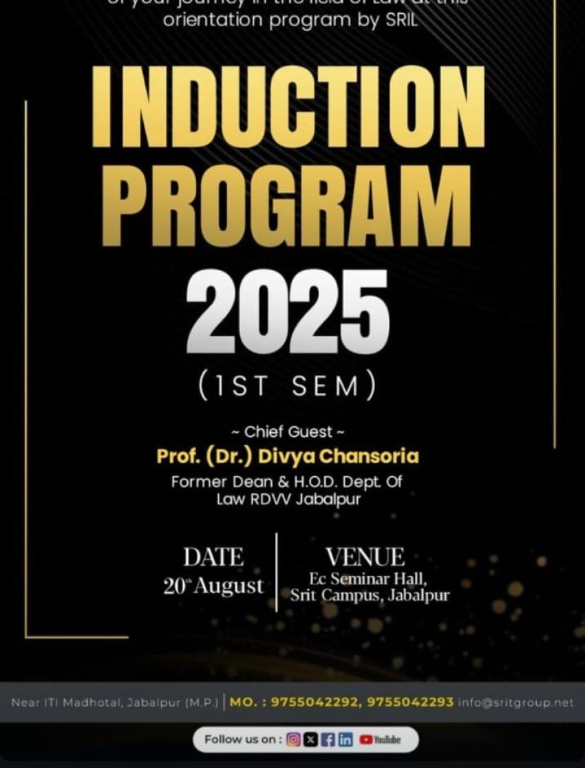 Shri Ram Group Jabalpur Celebrates its New Students' Law Journey with Induction Program 2025