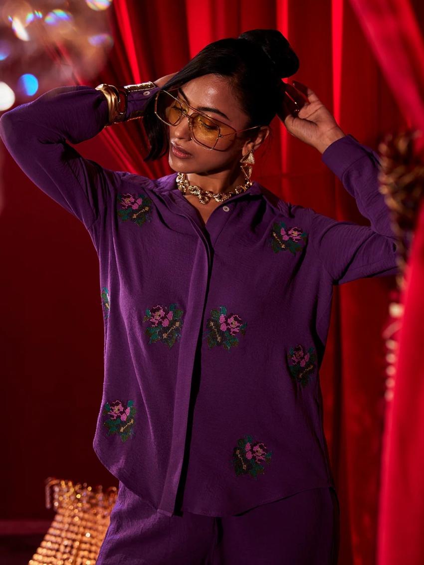 Bloomingdale Cross Stitch Shirt – New Dress for Women & Party Wear Tops