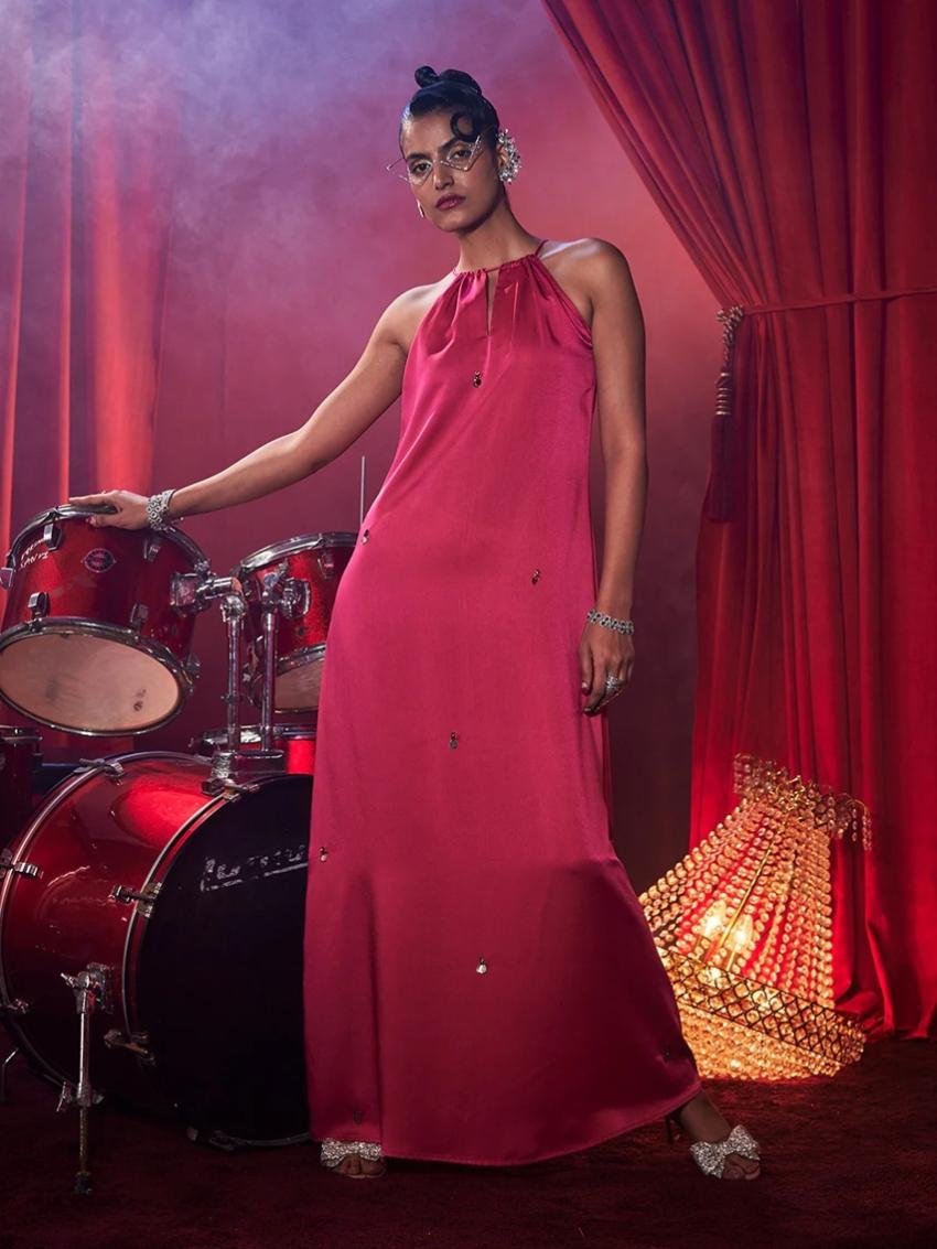 Duchess Halter Dress—Women’s Night Party & Festive Look