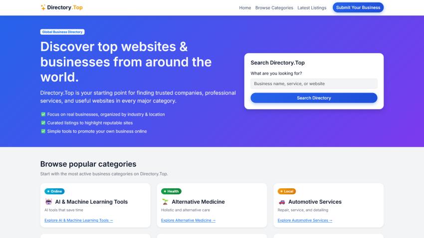 Directorie.Best: One Network to Discover Trusted Websites & Businesses