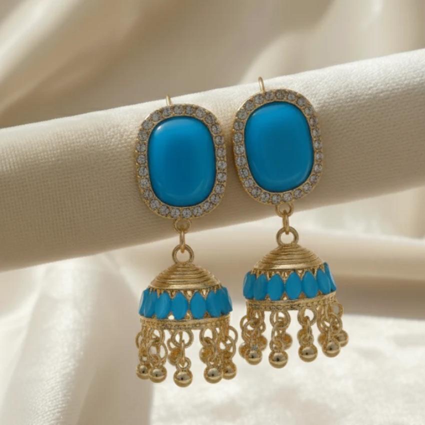 Classic Blue Jhumky by Hasham Jewellery