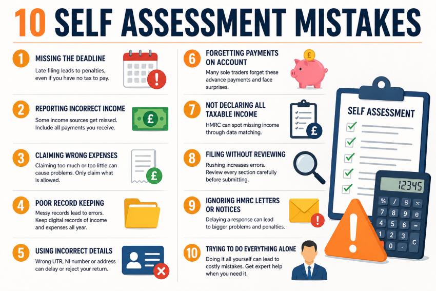 Top 10 Self Assessment Mistakes UK Sole Traders Make